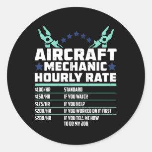 Adesivo Redondo Técnico de avião mecânico de Engenheiro