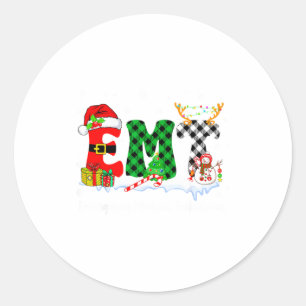 Adesivo Redondo Técnico de Emergência Médica Luzes de Natal Vermel