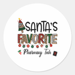 Adesivo Redondo Técnico de Farmácia Favorito do Papai Noel Natal E