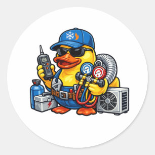Adesivo Redondo Técnico de HVAC Pato de Borracha