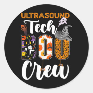 Adesivo Redondo Técnico de Ultrassom Equipe Boo Divertido Hallowee