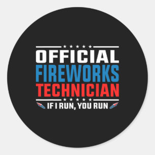 Adesivo Redondo Técnico Oficial De Fogos De Artifício 4 De Julho P