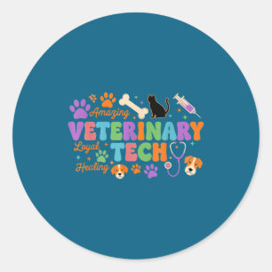 Adesivo Redondo Técnico Veterinário - Vet Tech Apreciação Veteriná