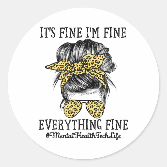 Adesivo Redondo Tecnologia da saúde Está tudo bem Estou bem e tudo (Frente)