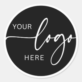 Adesivo Redondo Tecnologia de logotipo personalizado preto e branc