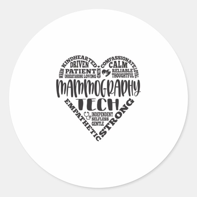 Adesivo Redondo Tecnologia de mamografia, tecnólogo Mammo (Frente)