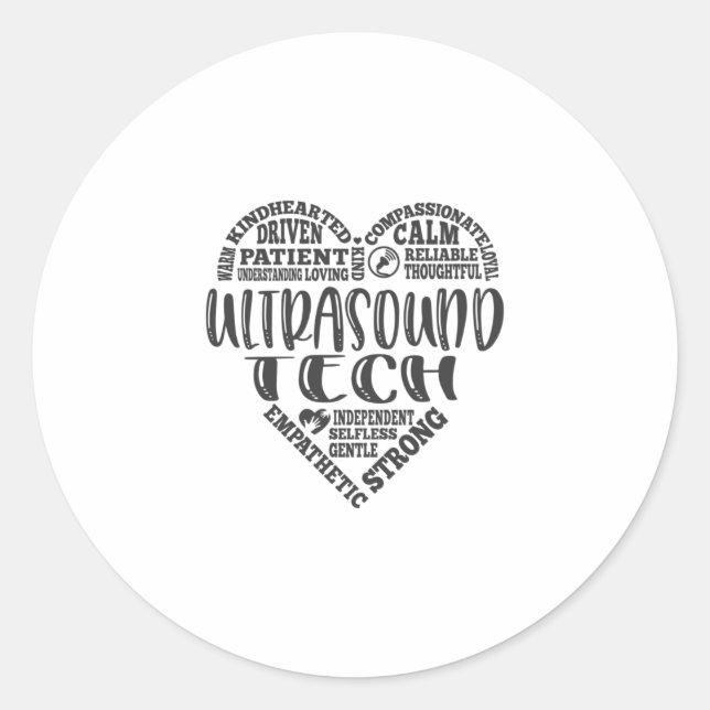 Adesivo Redondo Tecnologia de ultrassom, Sonographer, vida UT (Frente)