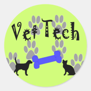 Adesivo Redondo TECNOLOGIA do veterinário com osso de cão