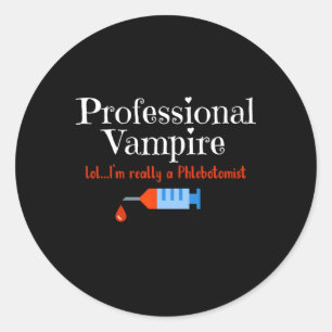 Adesivo Redondo Tecnologia Phlebotomist Professional Vampire Phleb