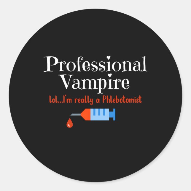 Adesivo Redondo Tecnologia Phlebotomist Professional Vampire Phleb (Frente)