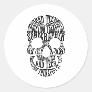 Adesivo Redondo Tecnologia Rad Tech Skull Xray Radiology Tech