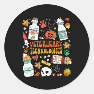 Adesivo Redondo Tecnologia Veterinária Retro Spooky Halloween An