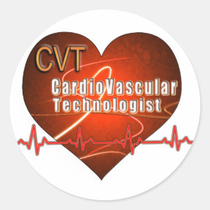 Adesivo Redondo Tecnólogo cardiovascular do LOGOTIPO do CORAÇÃO