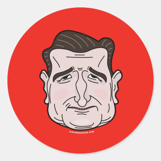 Adesivo Redondo Ted Cruz Cartoon Face Sticker (Frente)