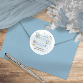 Adesivo Redondo Teddy Bear Balões Chá de fraldas