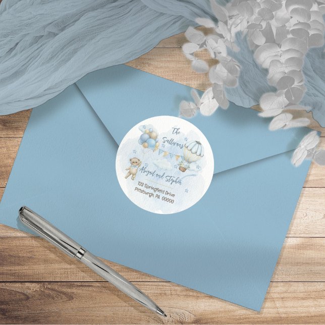 Adesivo Redondo Teddy Bear Balões Chá de fraldas (Criador carregado)