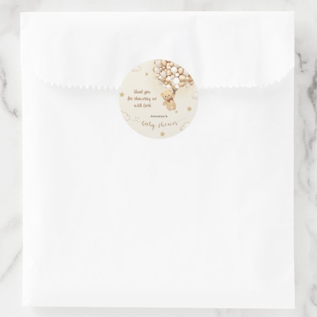 Adesivo Redondo Teddy Bear Boho Chá de fraldas Obrigado (Bolsa)