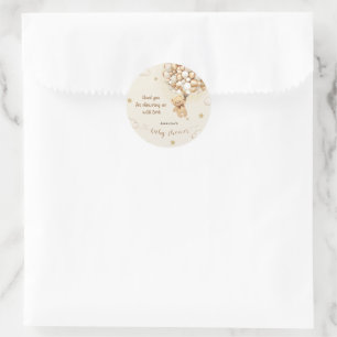 Adesivo Redondo Teddy Bear Boho Chá de fraldas Obrigado