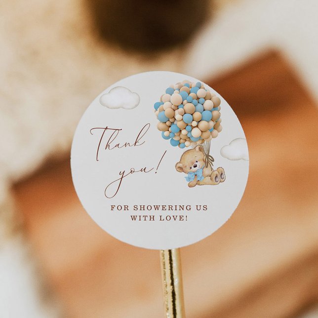 Adesivo Redondo Teddy Bear Chá de fraldas Obrigado (Criador carregado)