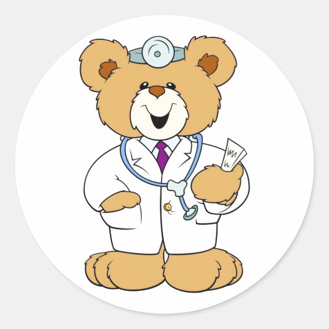 Adesivo Redondo Teddy Bear Doctor (Frente)