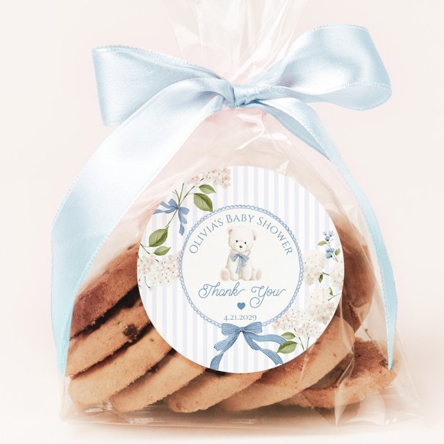 Adesivo Redondo Teddy Bear French Nursery Baby shower Thank you (Criador carregado)