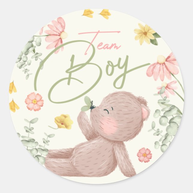 Adesivo Redondo Teddy Bear Gênero Reveje Stickers Team Boy (Frente)