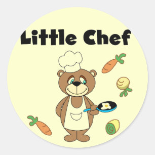 Adesivo Redondo Teddy Bear Little Chef Camisetas e presentes