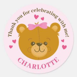 Adesivo Redondo Teddy Bear Muito Obrigado Sticker Personalizado