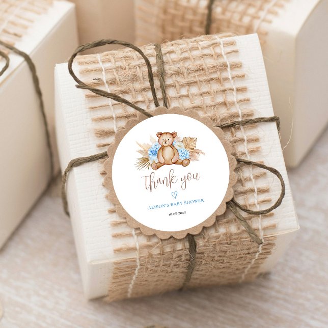 Adesivo Redondo Teddy Bear Pampas Grass Baby Obrigado (Criador carregado)