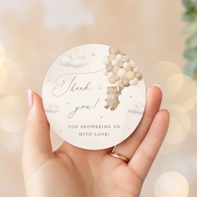 Adesivo Redondo Teddy Bear Sexo Neutro Obrigado (Criador carregado)