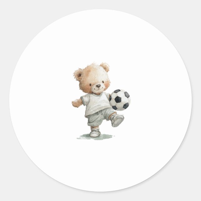 Adesivo Redondo Teddy Bear Soccer Baby Shower • All-Star Theme (Frente)