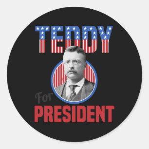 Adesivo Redondo Teddy Roosevelt Para Presidente Touro Almíscar The