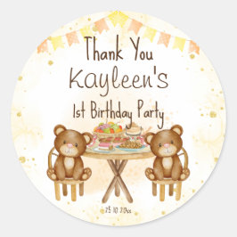 Adesivo Redondo Teddy urge o favor da festa de aniversário piqueni