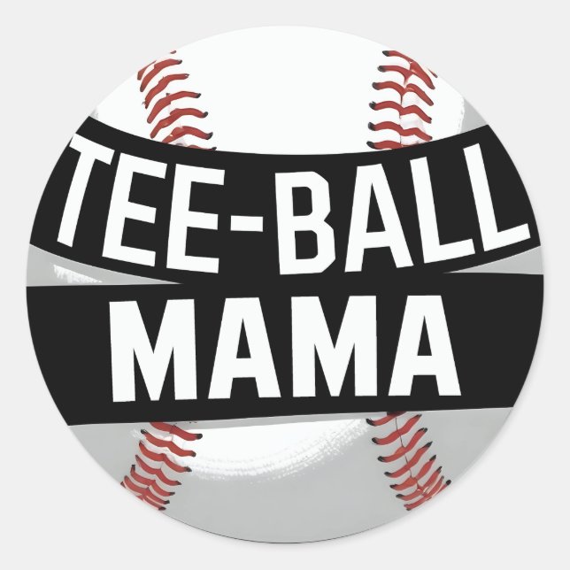 Adesivo Redondo Tee Ball Mama Engraçado Teeball Mãe (Frente)