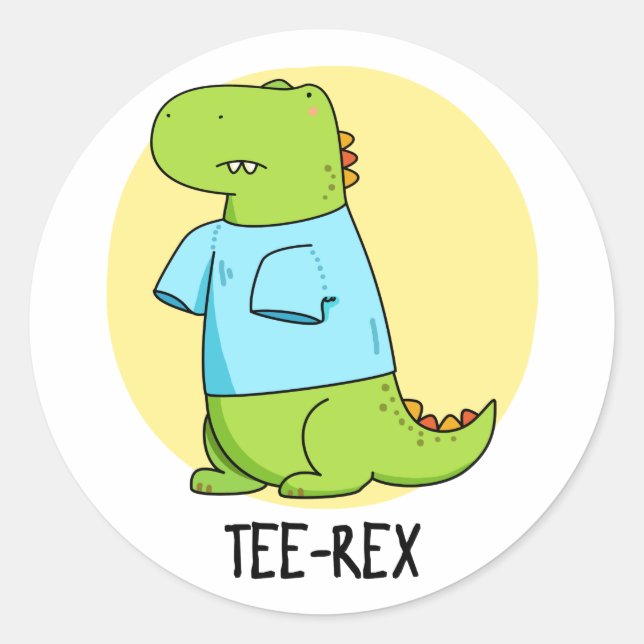 Adesivo Redondo Tee Rex Camiseta engraçada TRex Dinossaur Pun (Frente)