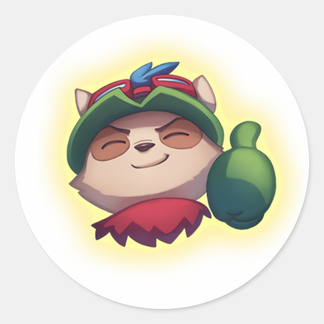Adesivo Redondo Teemo League of Legends Thumbs Thumbs Up Cute (Frente)