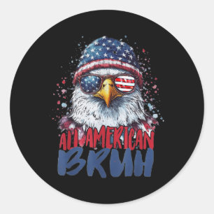 Adesivo Redondo Teen All American Bruh Eagle Kids