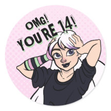 Teen Girl Pink Cartoon Punk 14 Aniversário