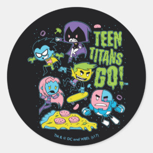 Adesivo Redondo Teen Titans Go!   Gráfico de pizza da primavera de
