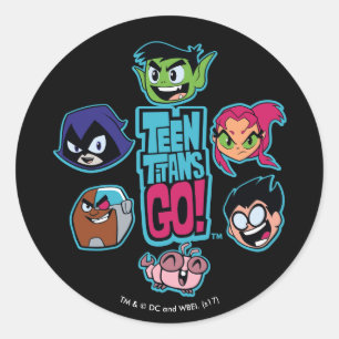 Adesivo Redondo Teen Titans Go!   Padrão da cabeça dos Titans