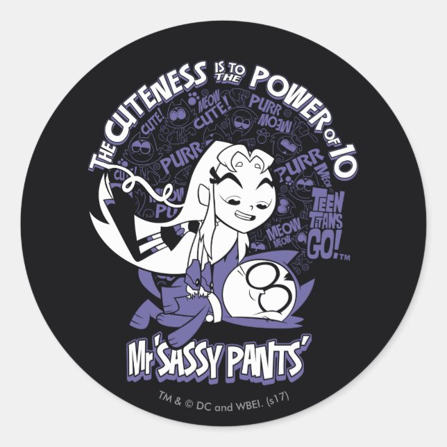 Adesivo Redondo Teen Titans Go! | Starfire & Mr Sassy Pants (Frente)