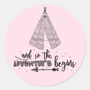 Adesivo Redondo Teepee Adventure inicia o Favor do Sticker