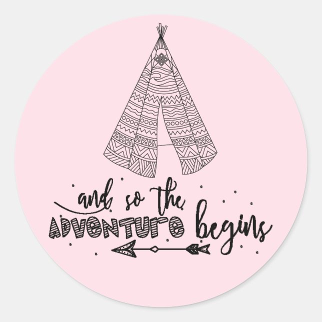 Adesivo Redondo Teepee Adventure inicia o Favor do Sticker (Frente)