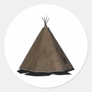 Adesivo Redondo teepee do nativo americano