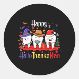 Adesivo Redondo Teeth Happy Hallothanksmas Dental Halloween Feliz