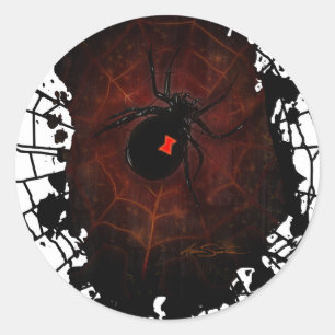 Adesivo Redondo Teia de Aranha Viúva Negra Gótico Sombrio Ousado