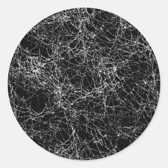 Adesivo Redondo Teias de Aranha Pretas e Prateadas Festa Chic de H (Frente)