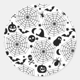 Adesivo Redondo Teias de Aranha Spooky Halloween