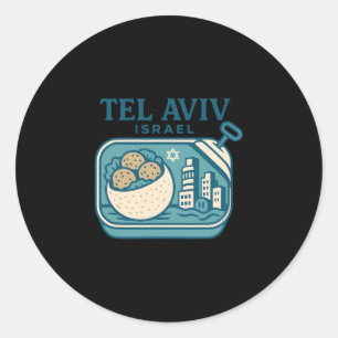 Adesivo Redondo Tel Aviv Israel Lembrança Comida Israelense E Dese