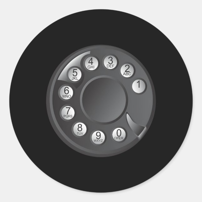 Adesivo Redondo Telefone Rotativo de Discagem de Halloween (Frente)